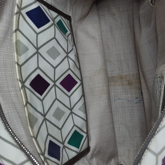 Brighton Chevron Pattern Coated Canvas Tote Bag w/Studs - Picture 12 of 16